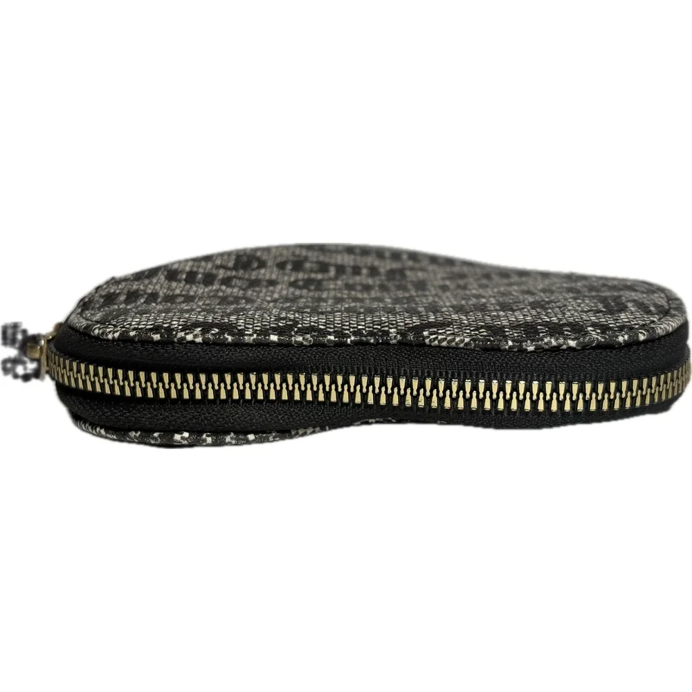 Vtg Y2K Juicy Couture Heart Wristlet Coin Purse Gothic Monogram Black Grey 2000s